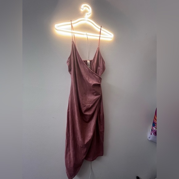 New Pink Suede Dress Mini Sleeveless Date Night Cocktail Spring Summer - Picture 8 of 11